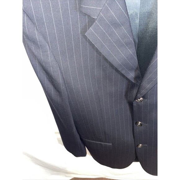 Chaps Suit Jacket Men’s Size 40R Black Pinstripe Three Button Wool Formal - Picture 6 of 13